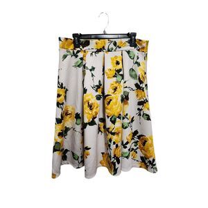 See You Monday Full A Line Skirt Women SZ L Bloomcore Boho Bright Floral Stretch